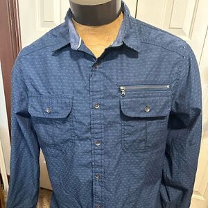 Rock & Republic Mens Large Blue Long Sleeve Button Down Shirt